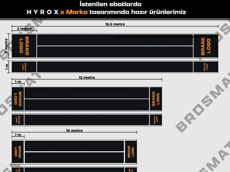 HYROX Series kızak halı ölçü seçenekleri